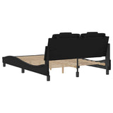 Bed Frame "Viana" without Mattress Black 137x190 cm Double Faux Leather