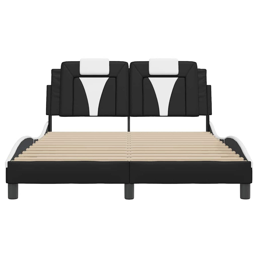 Bed Frame "Viana" without Mattress Black and White 137x190 cm Double Faux Leather