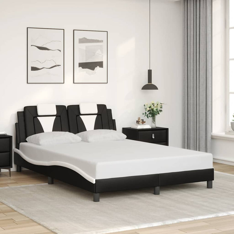 Bed Frame "Viana" without Mattress Black and White 137x190 cm Double Faux Leather