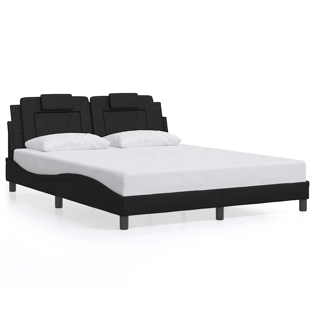 Bed Frame "Viana" without Mattress Black 152x203 cm Queen Faux Leather