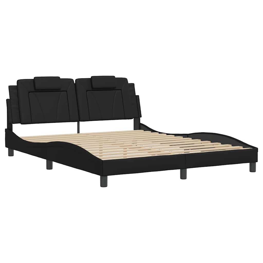 Bed Frame "Viana" without Mattress Black 152x203 cm Queen Faux Leather