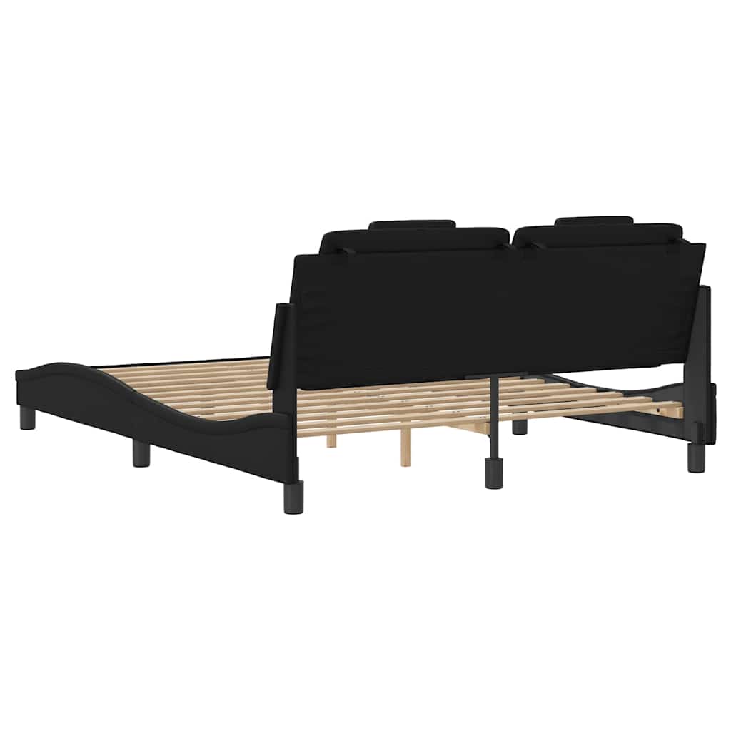 Bed Frame "Viana" without Mattress Black 152x203 cm Queen Faux Leather