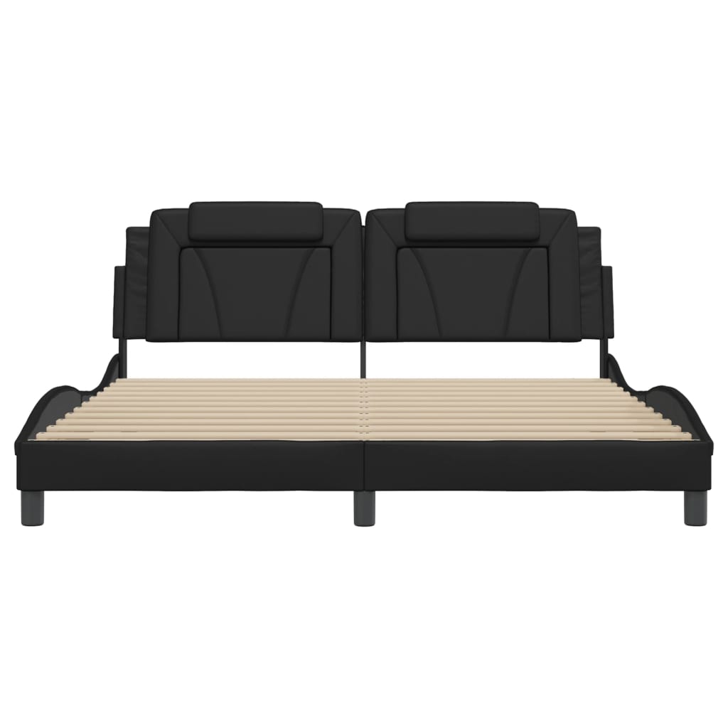 Bed Frame "Viana" without Mattress Black 180x200 cm King Faux Leather