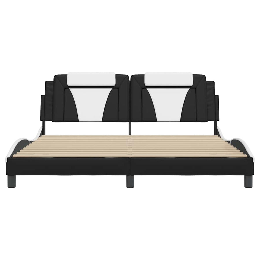 Bed Frame "Viana" without Mattress Black and White 180x200 cm King Faux Leather