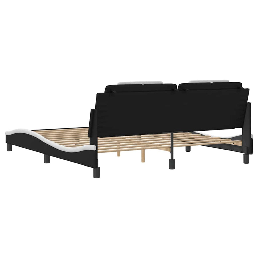 Bed Frame "Viana" without Mattress Black and White 180x200 cm King Faux Leather