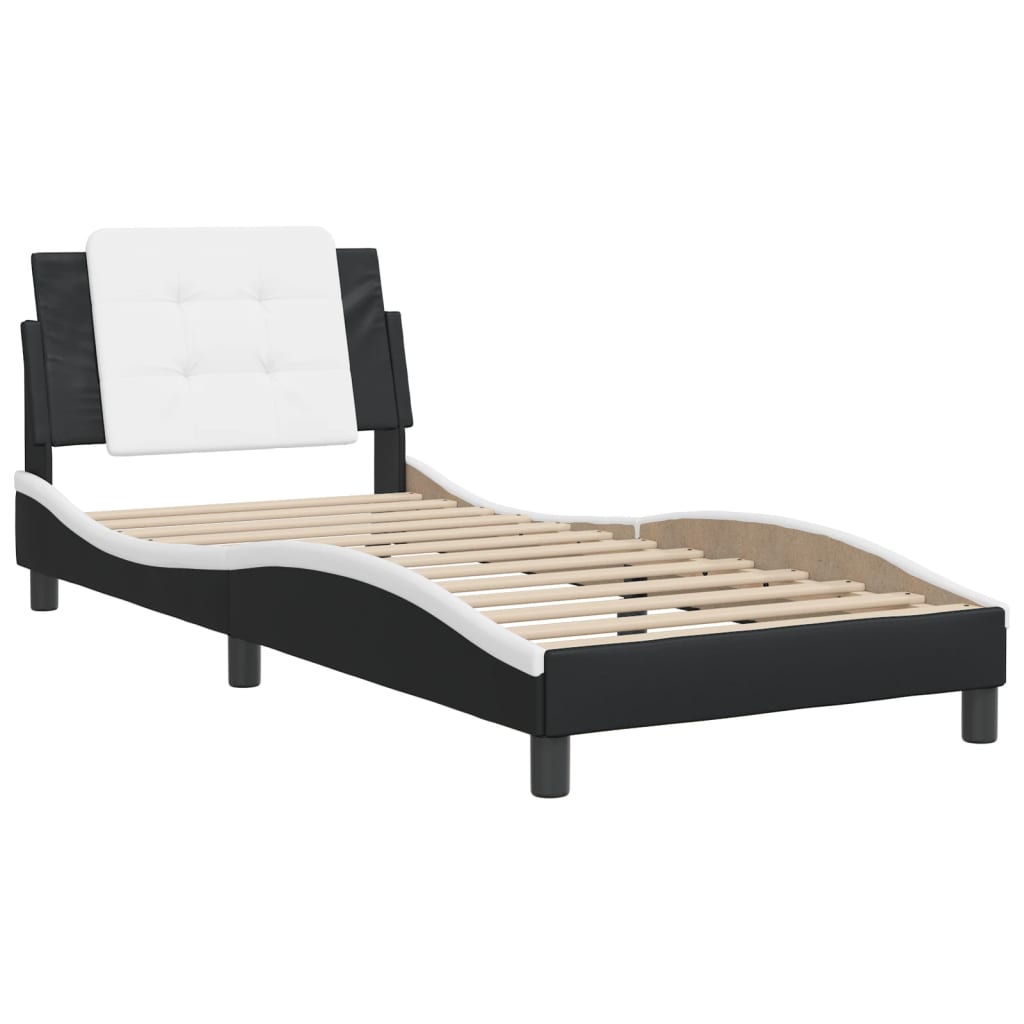 Bed Frame without Mattress "Zadar" Black and White 90x190 cm Fabric