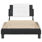 Bed Frame without Mattress "Zadar" Black and White 90x190 cm Fabric