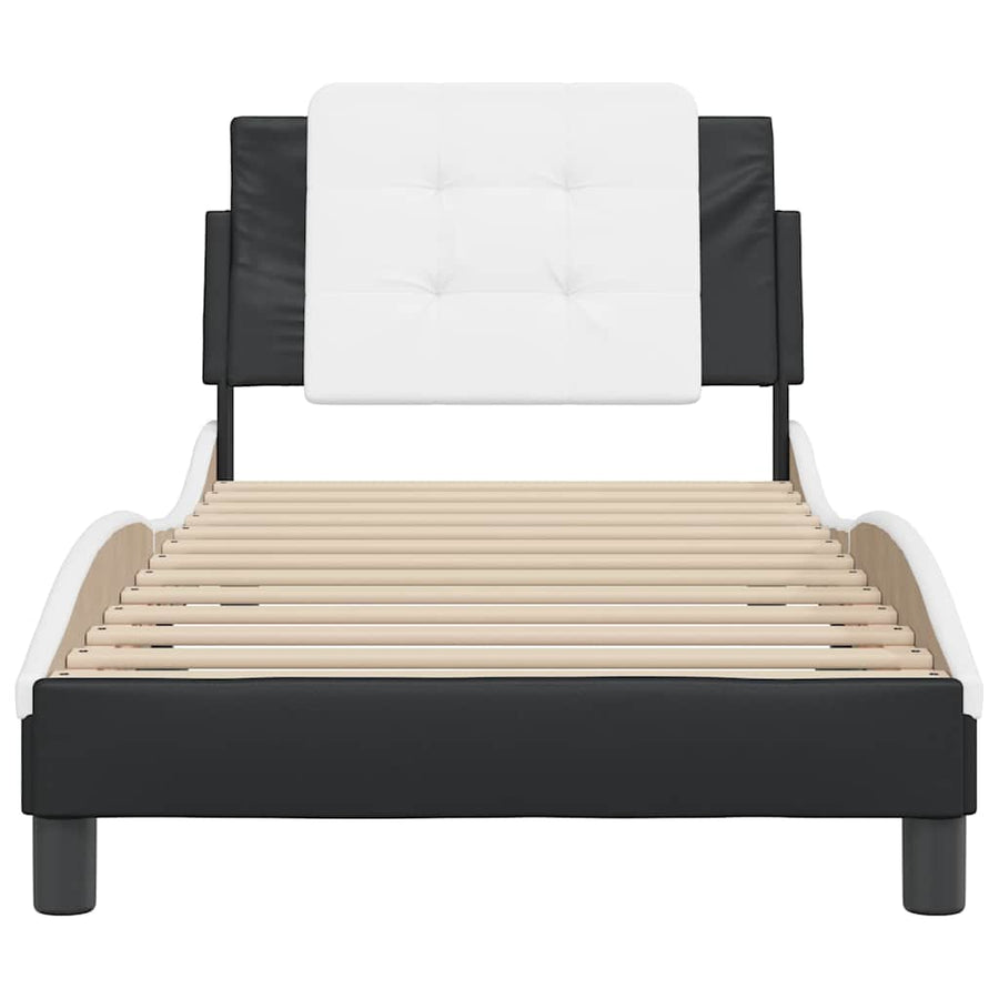 Bed Frame without Mattress "Zadar" Black and White 90x190 cm Fabric