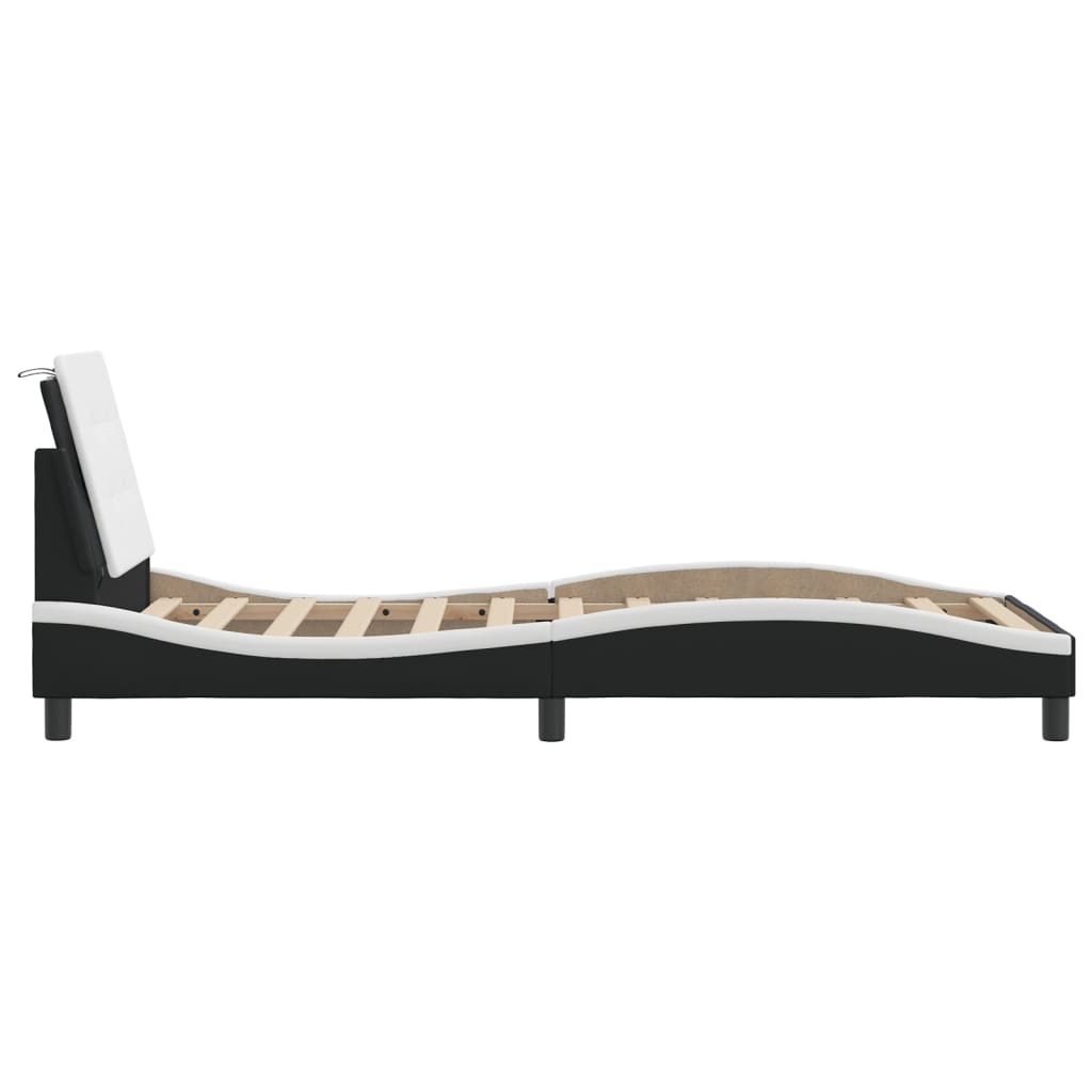 Bed Frame without Mattress "Zadar" Black and White 90x190 cm Fabric