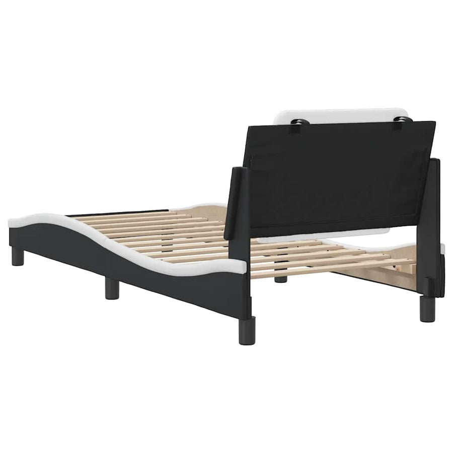 Bed Frame without Mattress "Zadar" Black and White 90x190 cm Fabric