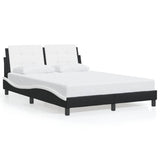 Bed Frame without Mattress "Zadar" Black and White 137x190 cm Fabric