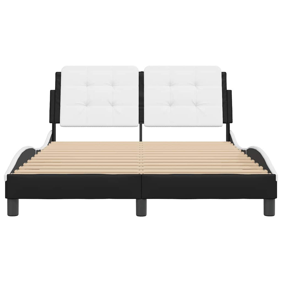 Bed Frame without Mattress "Zadar" Black and White 137x190 cm Fabric