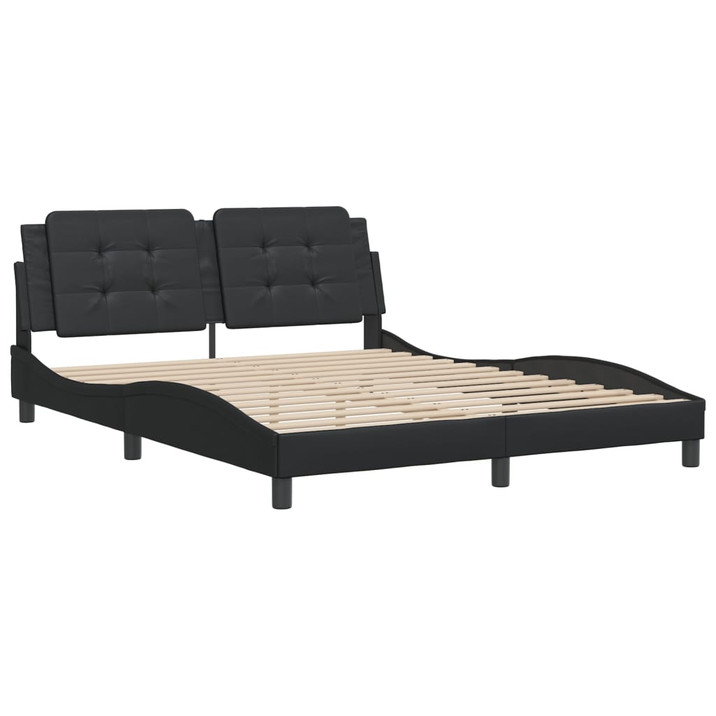 Bed Frame without Mattress "Zadar" Black 152x203 cm Queen Fabric
