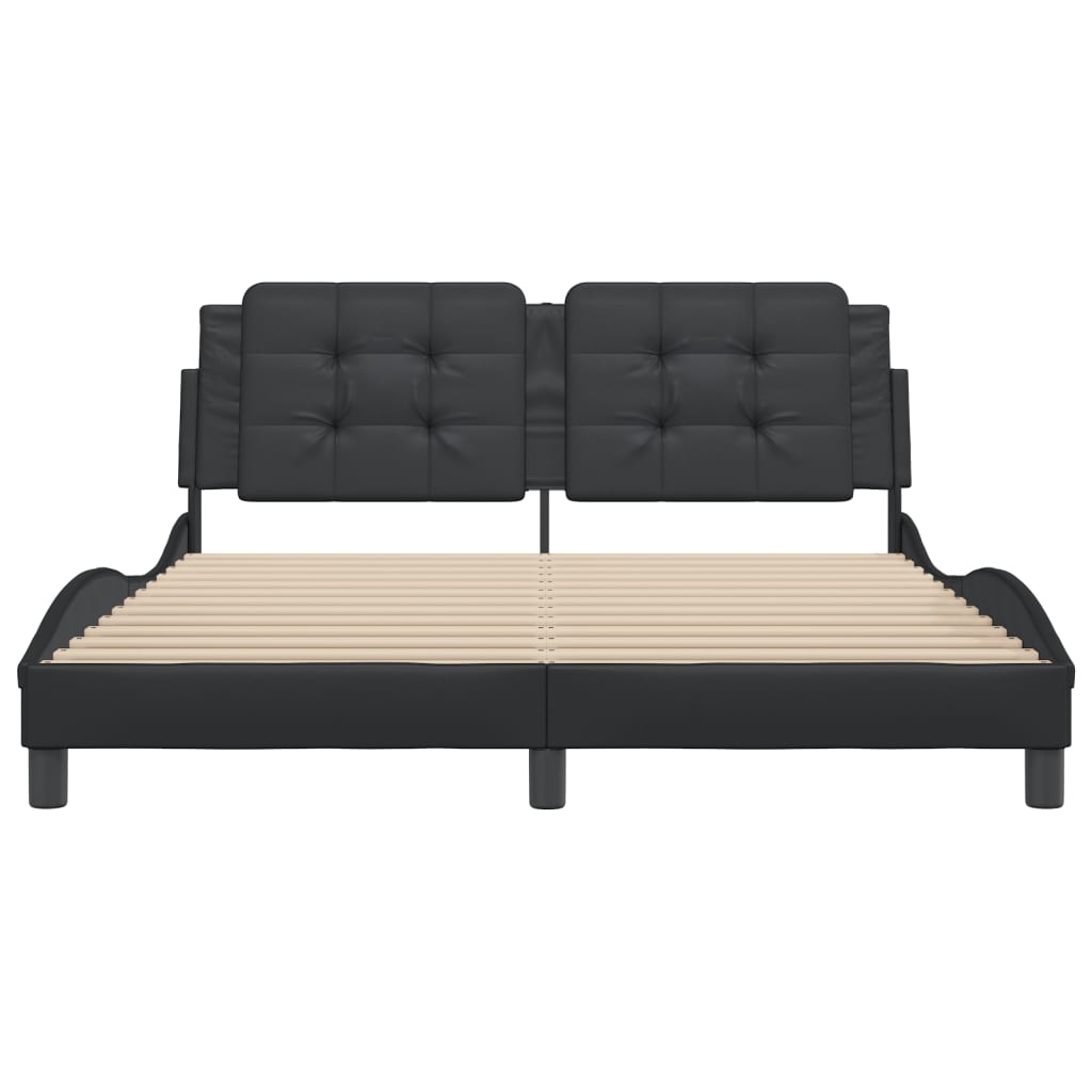 Bed Frame without Mattress "Zadar" Black 152x203 cm Queen Fabric