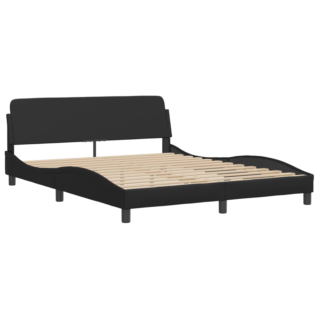 Bed Frame without Mattress "Zadar" Black 152x203 cm Queen Fabric