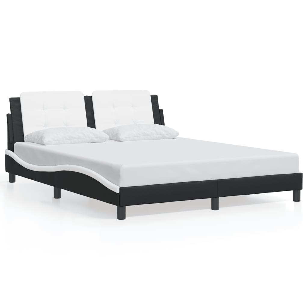 Bed Frame without Mattress "Zadar" Black and White 152x203 cm Queen Fabric