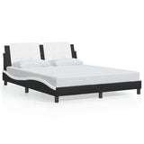 Bed Frame without Mattress "Zadar" Black and White 152x203 cm Queen Fabric