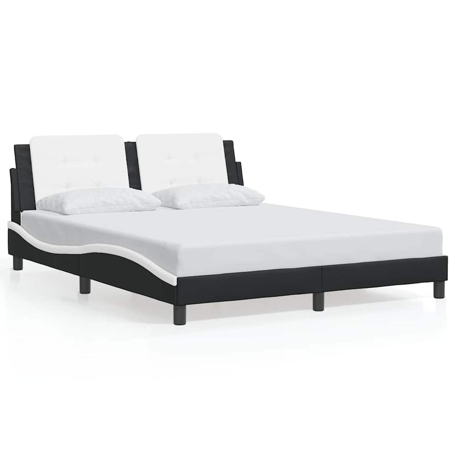 Bed Frame without Mattress "Zadar" Black and White 152x203 cm Queen Fabric