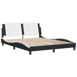 Bed Frame without Mattress "Zadar" Black and White 152x203 cm Queen Fabric