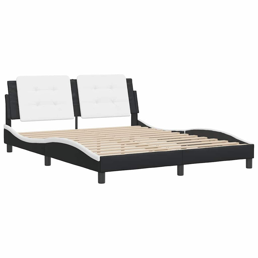 Bed Frame without Mattress "Zadar" Black and White 152x203 cm Queen Fabric
