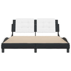 Bed Frame without Mattress "Zadar" Black and White 152x203 cm Queen Fabric