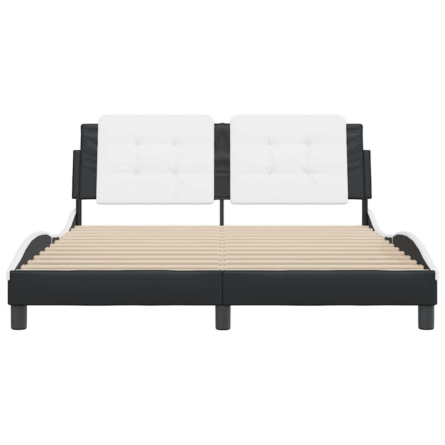 Bed Frame without Mattress "Zadar" Black and White 152x203 cm Queen Fabric