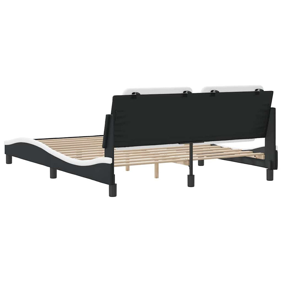 Bed Frame without Mattress "Zadar" Black and White 152x203 cm Queen Fabric