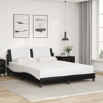 Bed Frame without Mattress "Zadar" Black and White 152x203 cm Queen Fabric