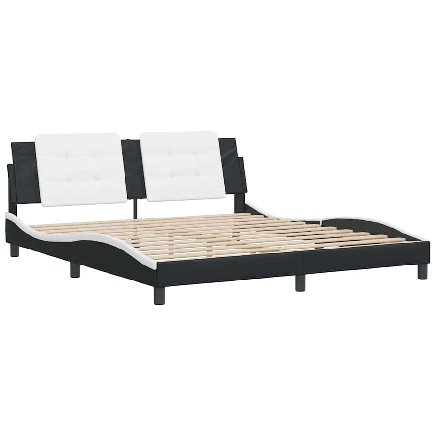 Bed Frame without Mattress "Zadar" Black and White 180x200 cm King Fabric