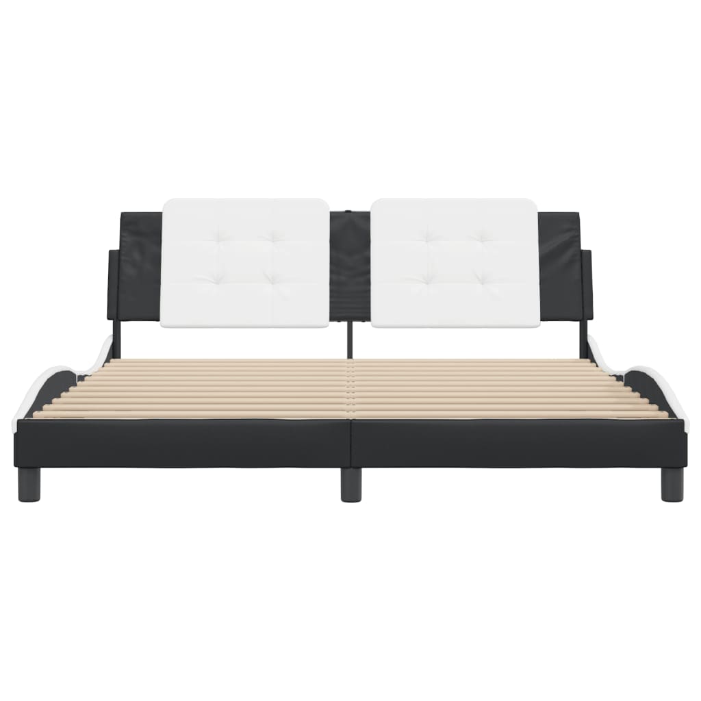 Bed Frame without Mattress "Zadar" Black and White 180x200 cm King Fabric
