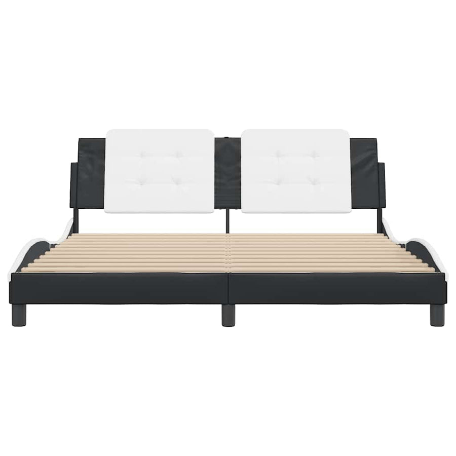 Bed Frame without Mattress "Zadar" Black and White 180x200 cm King Fabric