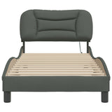 Bed Frame with LED without Mattress "Hvar" Dark Grey 90x190 cm Fabric