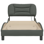 Bed Frame with LED without Mattress "Hvar" Dark Grey 90x190 cm Fabric