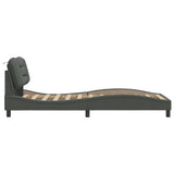 Bed Frame with LED without Mattress "Hvar" Dark Grey 90x190 cm Fabric