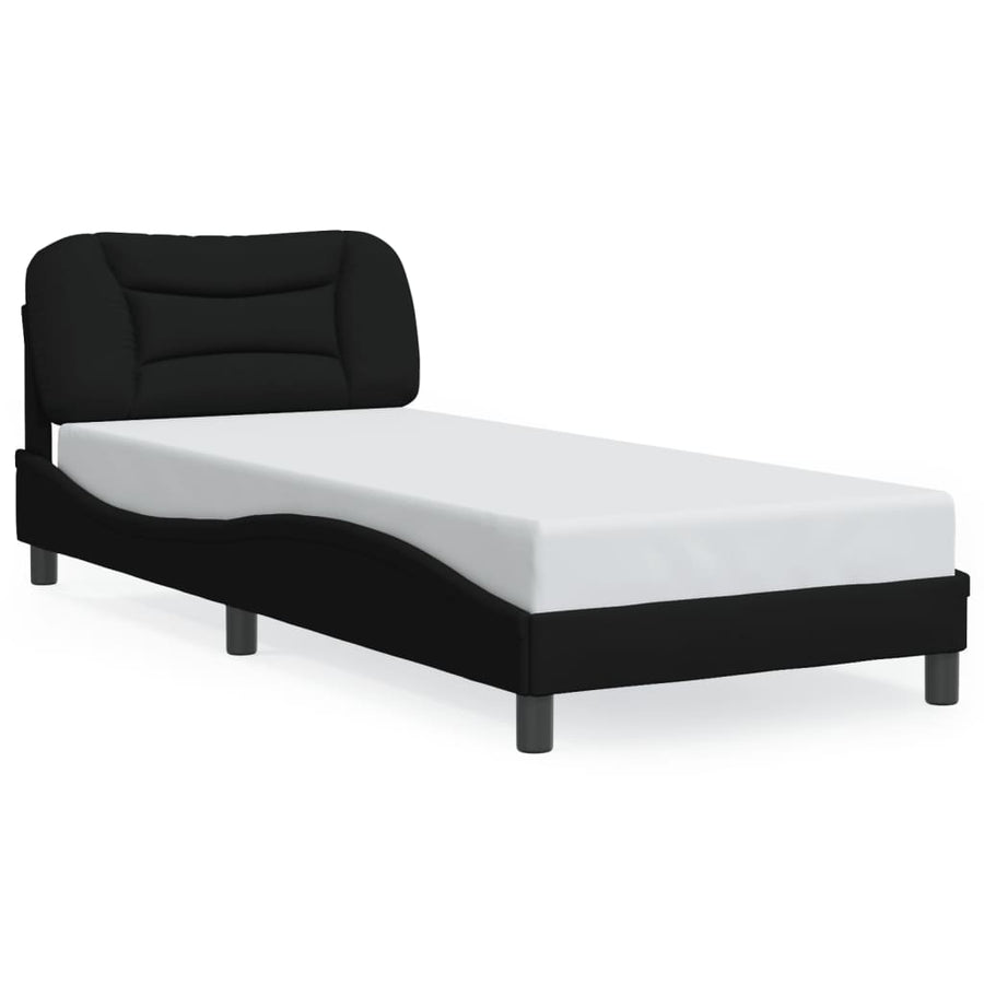 Bed Frame with LED without Mattress "Hvar" Black 90x190 cm Fabric