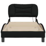 Bed Frame with LED without Mattress "Hvar" Black 90x190 cm Fabric