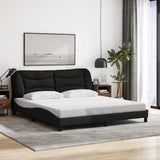 Bed Frame with LED without Mattress "Hvar" Black 180x200 cm King Fabric