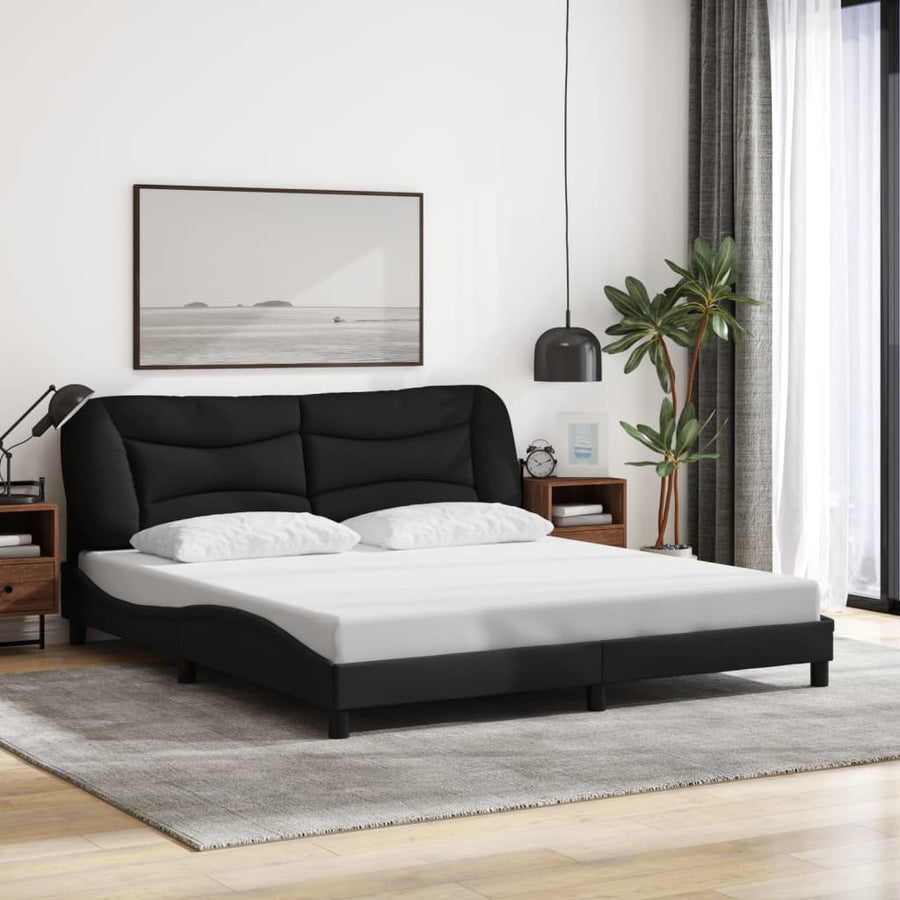 Bed Frame with LED without Mattress "Hvar" Black 180x200 cm King Fabric