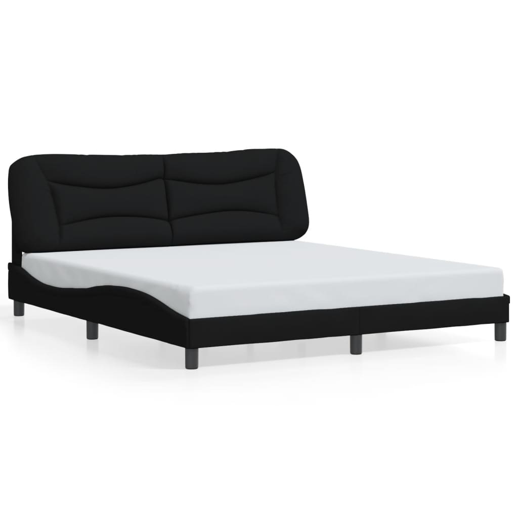 Bed Frame with LED without Mattress "Hvar" Black 180x200 cm King Fabric