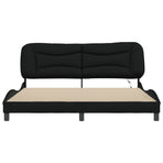 Bed Frame with LED without Mattress "Hvar" Black 180x200 cm King Fabric