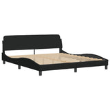Bed Frame with LED without Mattress "Hvar" Black 180x200 cm King Fabric