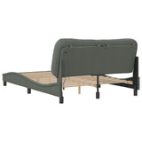 Bed Frame with LED without Mattress "Hvar" Dark Grey 137x190 cm Double Fabric