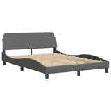 Bed Frame with LED without Mattress "Hvar" Dark Grey 137x190 cm Double Fabric