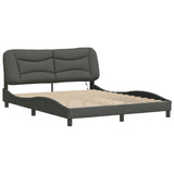 Bed Frame with LED without Mattress "Hvar" Dark Grey 152x203 cm Queen Fabric