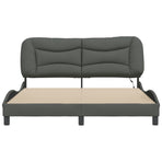 Bed Frame with LED without Mattress "Hvar" Dark Grey 152x203 cm Queen Fabric