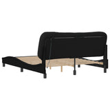 Bed Frame with LED without Mattress "Hvar" Black 152x203 cm Queen Fabric