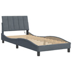 Bed Frame with LED without Mattress "Hanko" Dark Grey 90x190 cm Velvet
