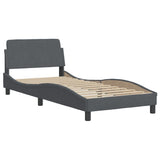 Bed Frame with LED without Mattress "Hanko" Dark Grey 90x190 cm Velvet