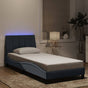 Bed Frame with LED without Mattress "Hanko" Dark Grey 90x190 cm Velvet