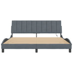 Bed Frame with LED without Mattress "Hanko" Dark Grey 180x200 cm King Velvet